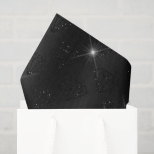 Black Diamond Elegant Sparkle Wedding Engagement Tissue Paper