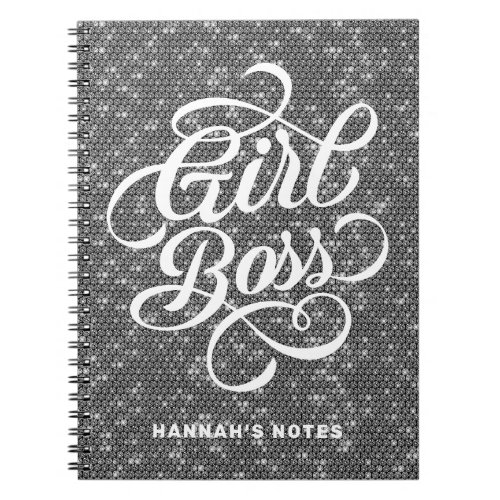 Black Diamond Glam Girl Boss Typography Notebook
