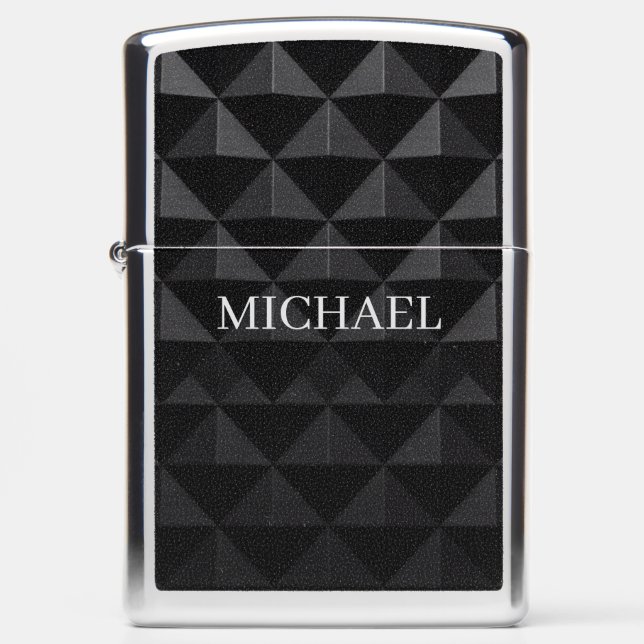 Black Diamond Grid – Dark Precision with Identity Zippo Lighter (Front)