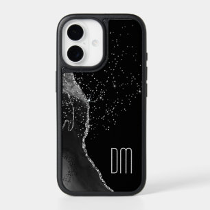 Black Diamond Line Star Glitter Monogram iPhone 17 Case