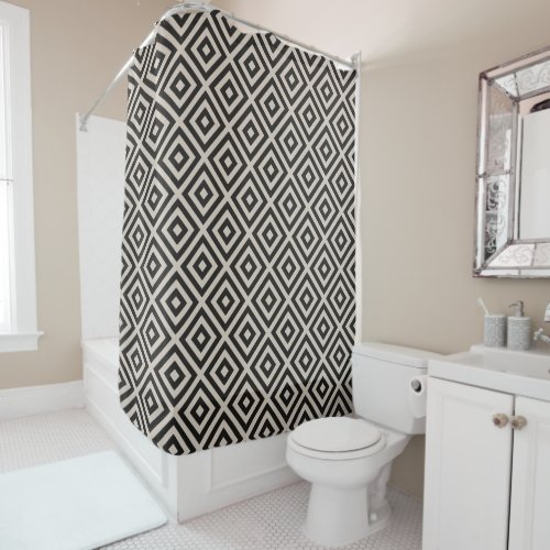 Black Diamond  Modern Farmhouse Bathroom Shower Curtain
