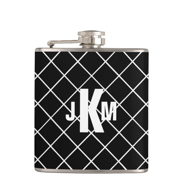 Black Diamond Monogrammed Men's Flask (Front)