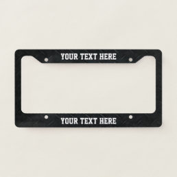 Black Diamond Plate and Custom Message License Plate Frame