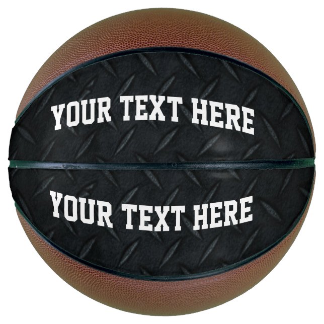Black Diamond Plate Cool Custom Text Rugged Basketball (Front)