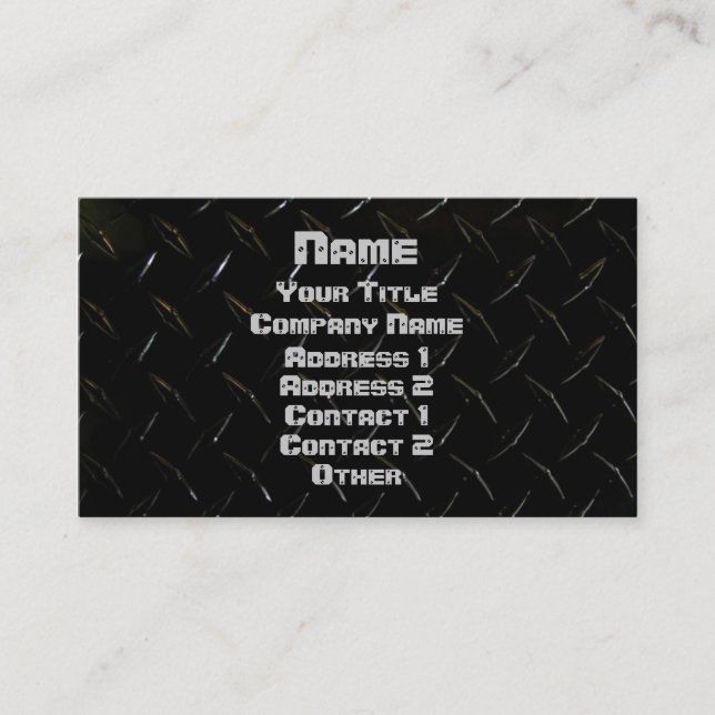 Black Diamond Plate & Screwed Business Card (Front)
