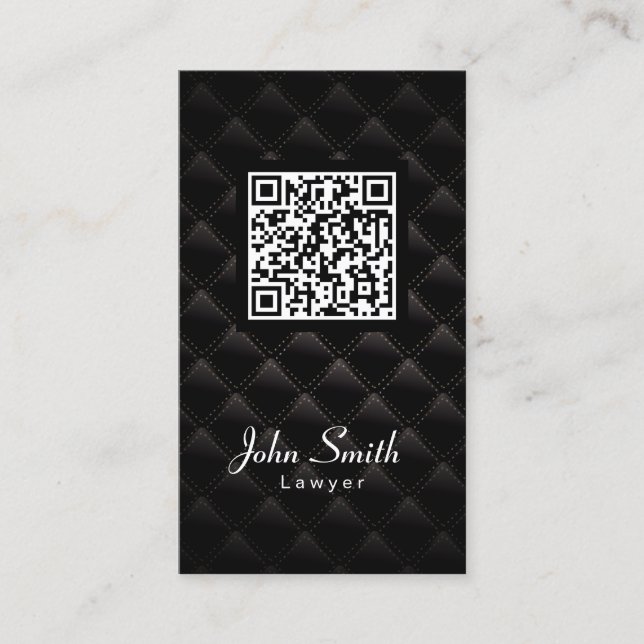 Black Diamond Quilt QR Code Lawyer Business Card (Front)