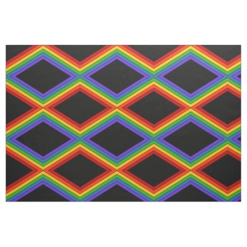 Black Diamond Rainbow Stripe Pattern Fabric