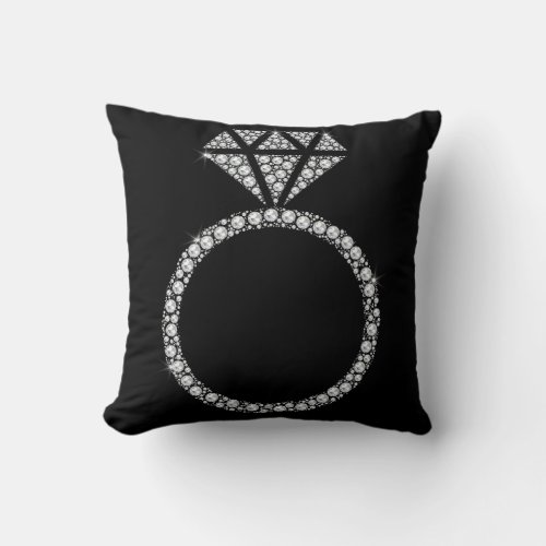 BLACK DIAMOND RING CUSHION WEDDING