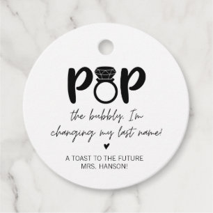 Black Diamond Ring Pop Favor Tag