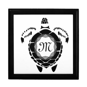 Black Diamond Sea Turtle Silhouette Monogram Gift Box