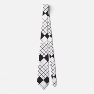 Black diamond shapes pattern neck tie