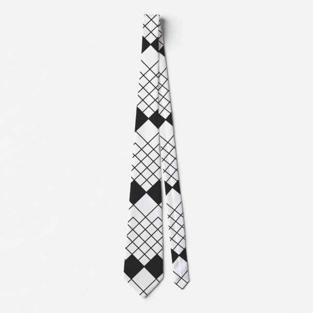 Black diamond shapes pattern neck tie (Front)
