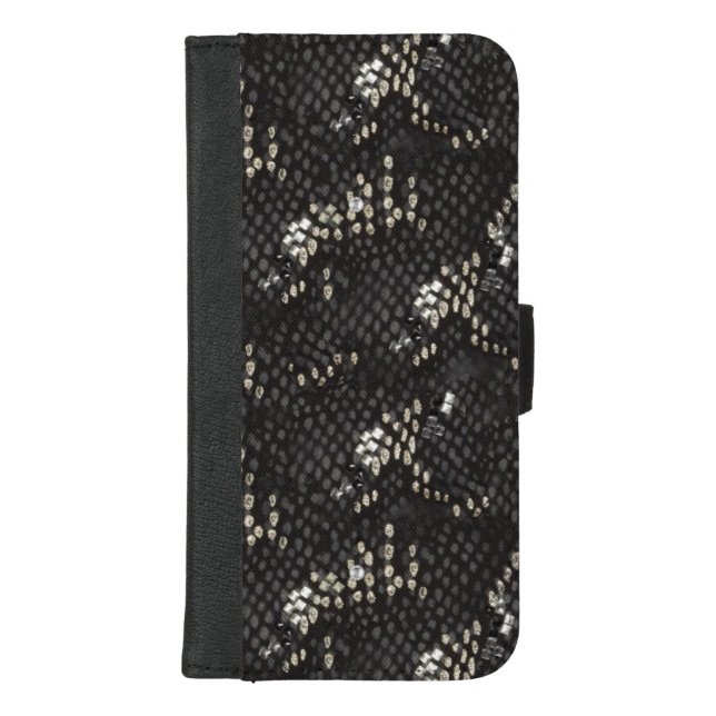 Black Diamond Snake Skin iPhone Wallet Case (Front)