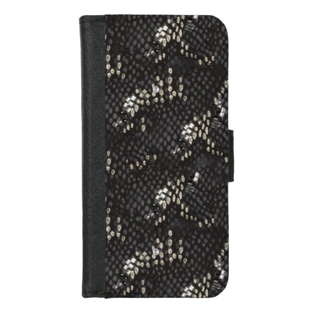 Black Diamond Snake Skin iPhone Wallet Case (Front)