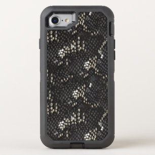 Black Diamond Snake Skin OtterBox Defender iPhone SE/8/7 Case
