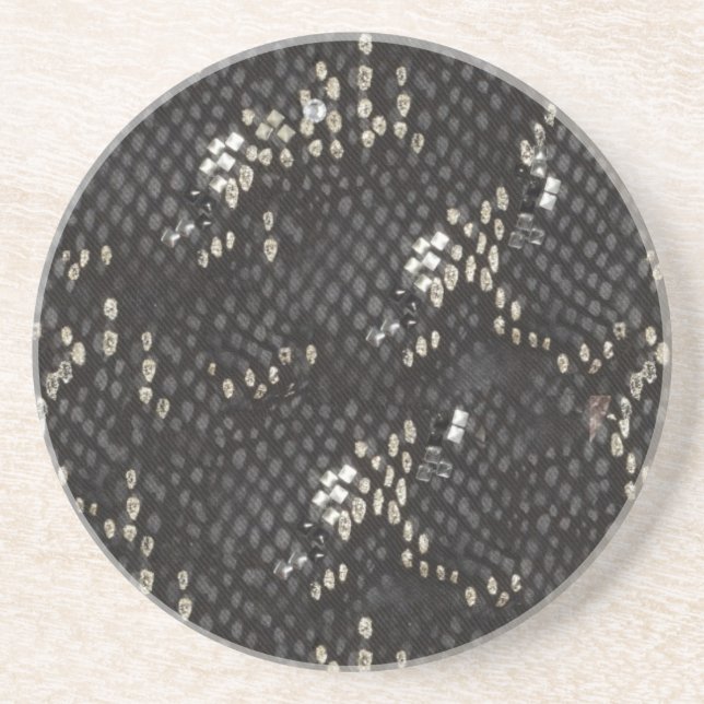 Black Diamond Snake Skin Sandstone Coaster (Front)