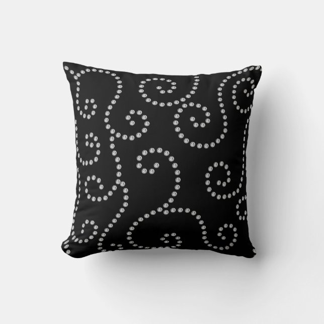 black diamond swirls throw pillow (Front)
