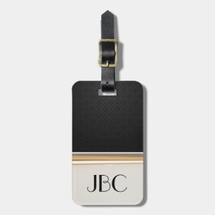 Black Diamond Tile Banded Monogram Luggage Tag