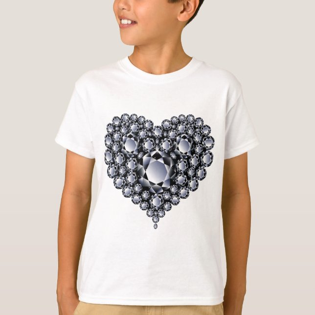 Black Diamonds Heart Gems T-Shirt (Front)