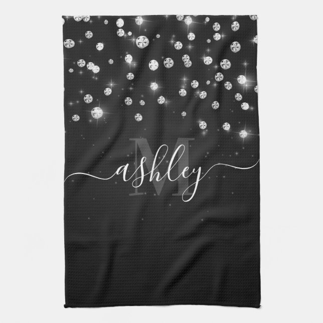 Black Diamonds Kitchen Towel (Vertical)
