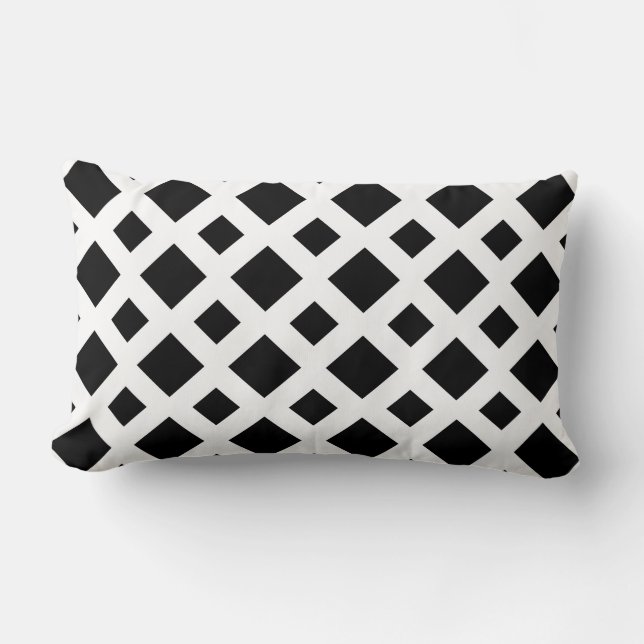 Black Diamonds on White Lumbar Pillow (Front)