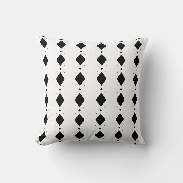 Black Diamonds on White Throw Pillow (Front)