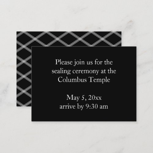 Black Diamonds Temple Sealing Invitation