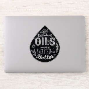 Black Die Cut Essential Oil Drop Sticker