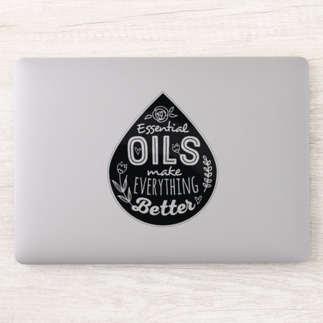 Black Die Cut Essential Oil Drop Sticker (Computer)