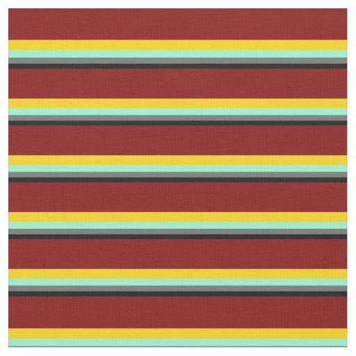 Black, Dim Gray, Aquamarine, Yellow & Maroon Fabric