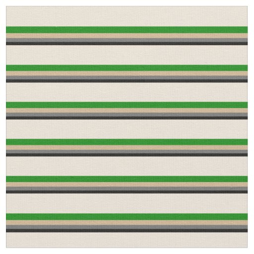 Black, Dim Gray, Tan, Green, and Bisque Lines Fabric