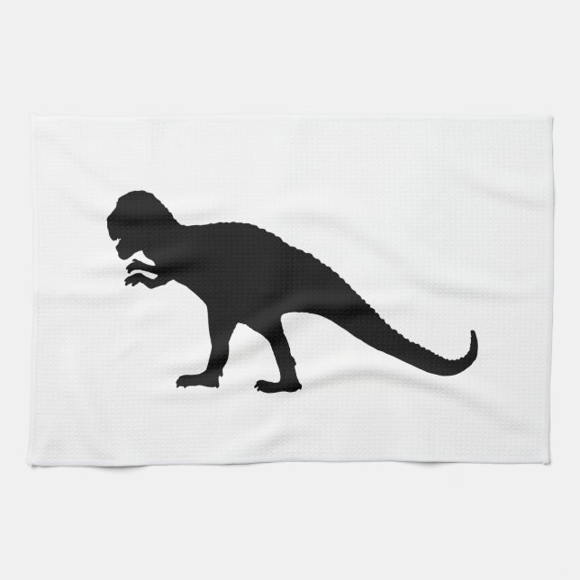 Black Dinosaur Kitchen Towel (Horizontal)