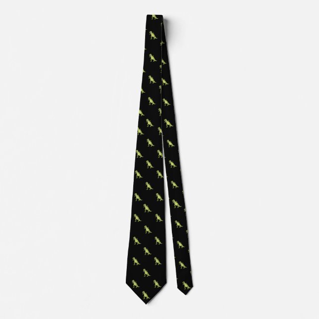 Black Dinosaur Pattern Work, Graduation Gift Neck Tie (Front)
