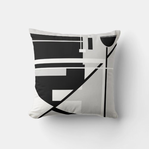 Black Directors Chair on Gray Geometric Abstract Throw Pillow