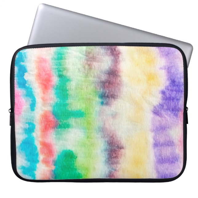 Black Dirty Art Paint. Shibori Pattern. Pink Brush Laptop Sleeve (Front)