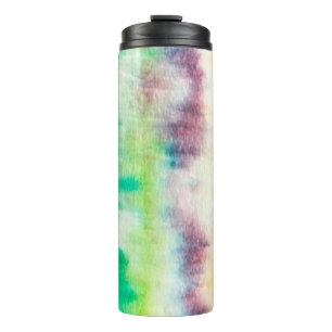Black Dirty Art Paint. Shibori Pattern. Pink Brush Thermal Tumbler