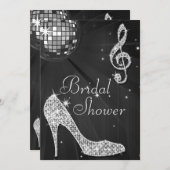 Black Disco Ball & Sparkle Heels Bridal Shower Invitation (Front/Back)