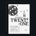 Black Disco Ball Wine 21st Birthday Party Invitation<br><div class="desc">Black Disco Ball Wine 21st Birthday Party</div>