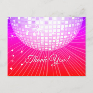 BLACK, DISCO PARTY, DANCE, BIRTHDAY THANK YOU CARD