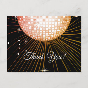 BLACK, DISCO PARTY, DANCE, BIRTHDAY THANK YOU CARD