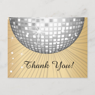 BLACK, DISCO PARTY, DANCE, BIRTHDAY THANK YOU CARD