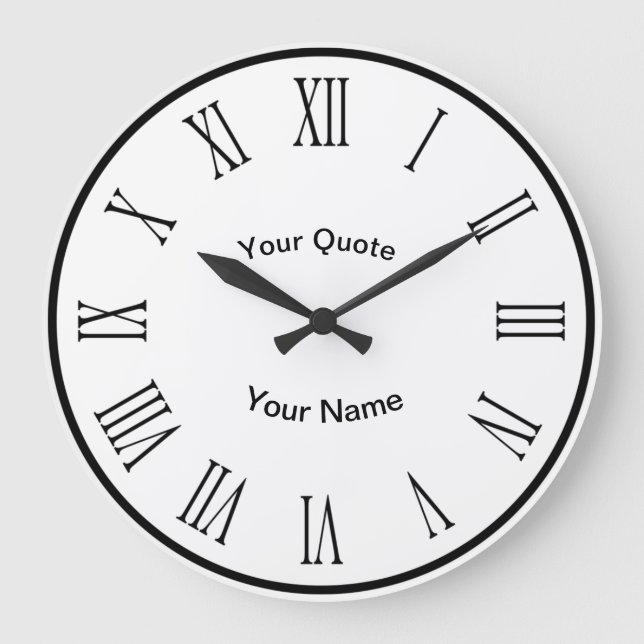 Black Disk n Numbers with radiating Roman Numerals Large Clock (Front)
