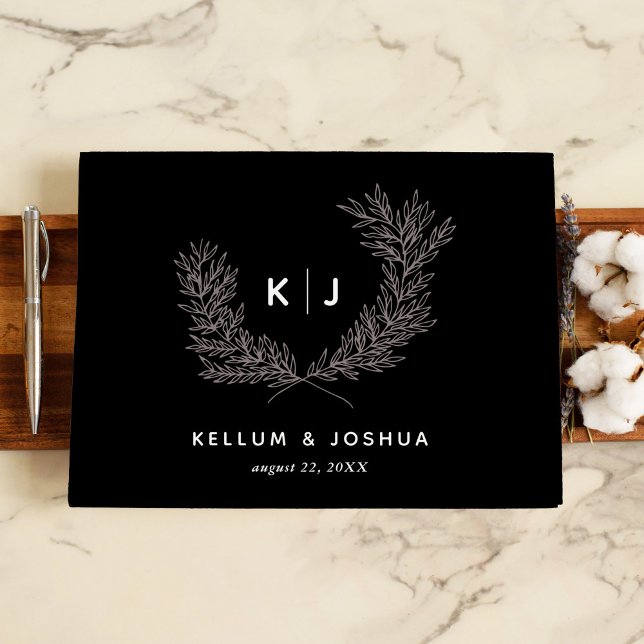Black Distinguished Monogram Guest Book (Black Distinguished Monogram Guest Book)