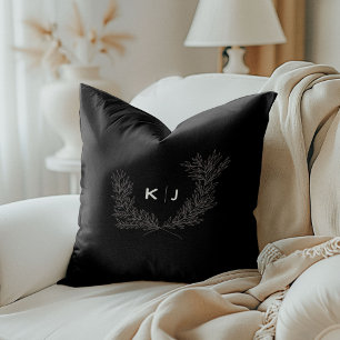 Black Distinguished Monogram Throw Pillow
