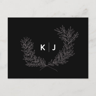 Black Distinguished Monogram Wedding RSVP Cards