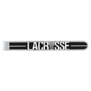 Black Distressed Lacrosse Silver Finish Tie Bar