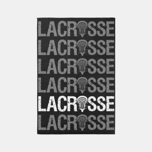Black Distressed Lacrosse Word Rug