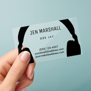 black DJ headphones Clear Business Cards