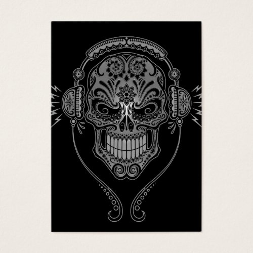 Black DJ Sugar Skull Business Card