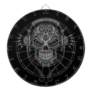 Black DJ Sugar Skull Dart Board
